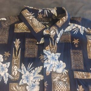Vintage Puritan Tiki Pineapple Hawaiian Short Sleeve Men's Shirt
